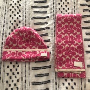 Coach cashmere hat and scarf set